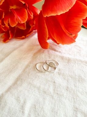 minimal silver ring set • dainty stacking rings • size 6.75